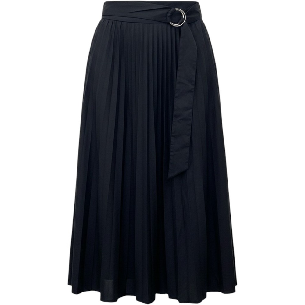 Free Assembly Pleated Maxi Skirt 3XL Dark Navy Cotton Blend O Ring Belt NWT